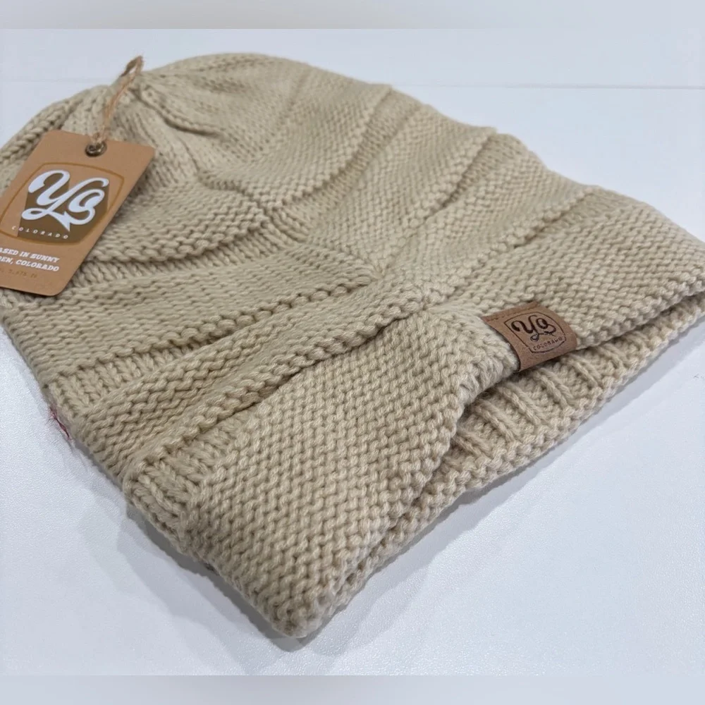 Yo Colorado Women's Drift Slouch Beanie Hat NWT Birchwood Cream Winter Ski Snow